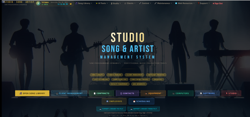 Studio, Song, and Artist Management System